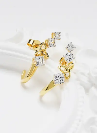 14K Vermeil Trinity Knot Curve Earrings